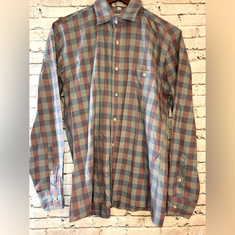 Christian Dior Chemise Blue Red Plaid Shirt Classic Designer Medium